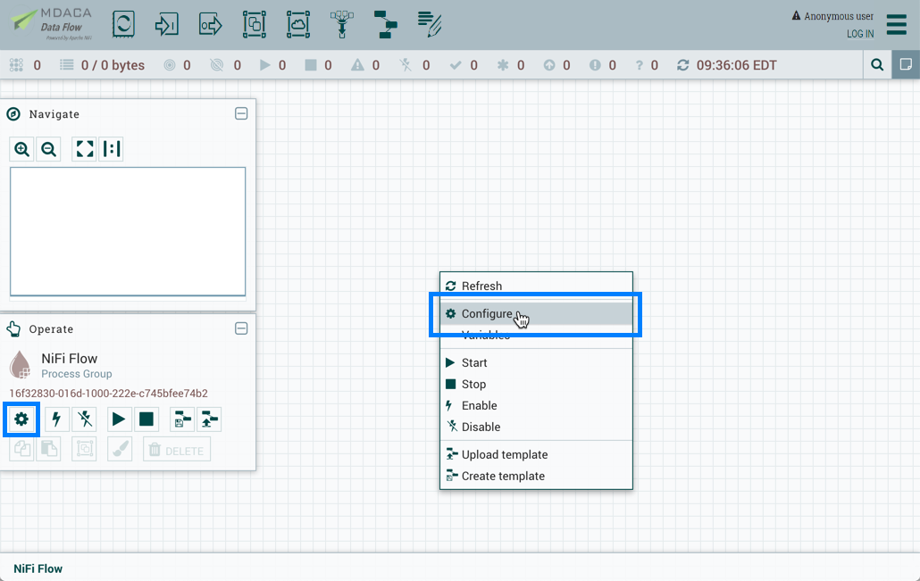 Configure Process Group Parameter Context